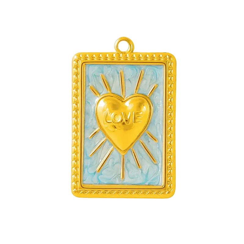 All Jewelry collection image - Gold Blue Love Heart Tarot Pendant Charm