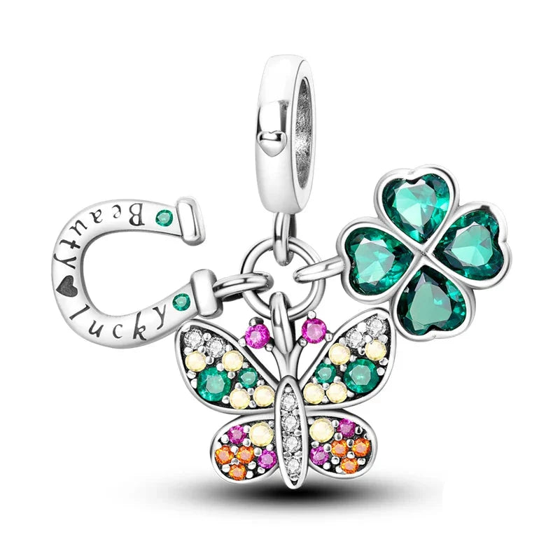 Charm Clusters collection image - Lucky Horseshoe Clover Butterfly Cluster Charm
