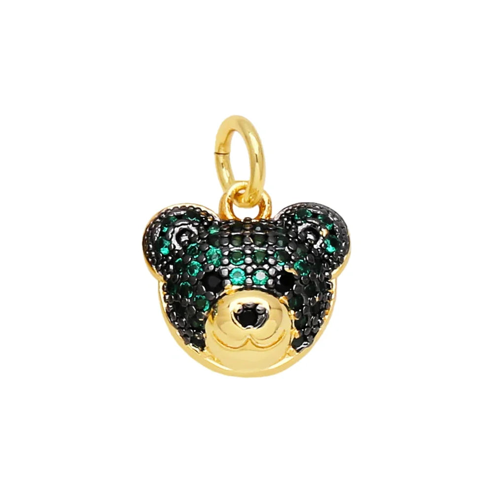 Green collection image - Green Crystal Bear Face Dangle Charm