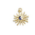 Sun & Moon Crystal Pendant Charm in gold-plated copper on white background