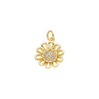 Crystal Daisy Pendant Charm in gold-plated copper on white background