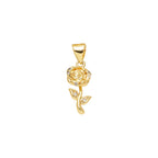 Crystal Rose Pendant Charm in gold-plated copper on white background