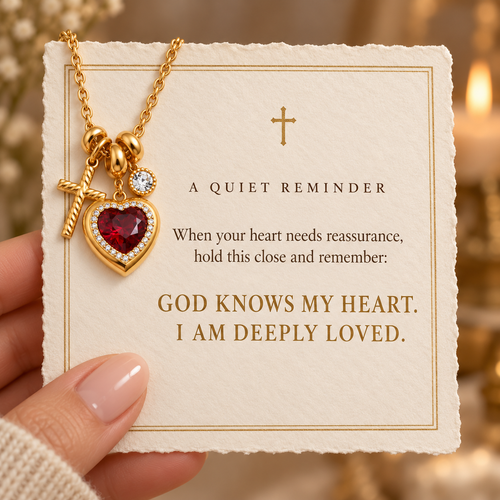 Beloved Heart Charm Necklace devotional card