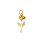 Rose Stem Pendant Charm in gold-plated copper on white background