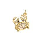 Celestial Crab Dangle Charm in gold-plated copper on white background
