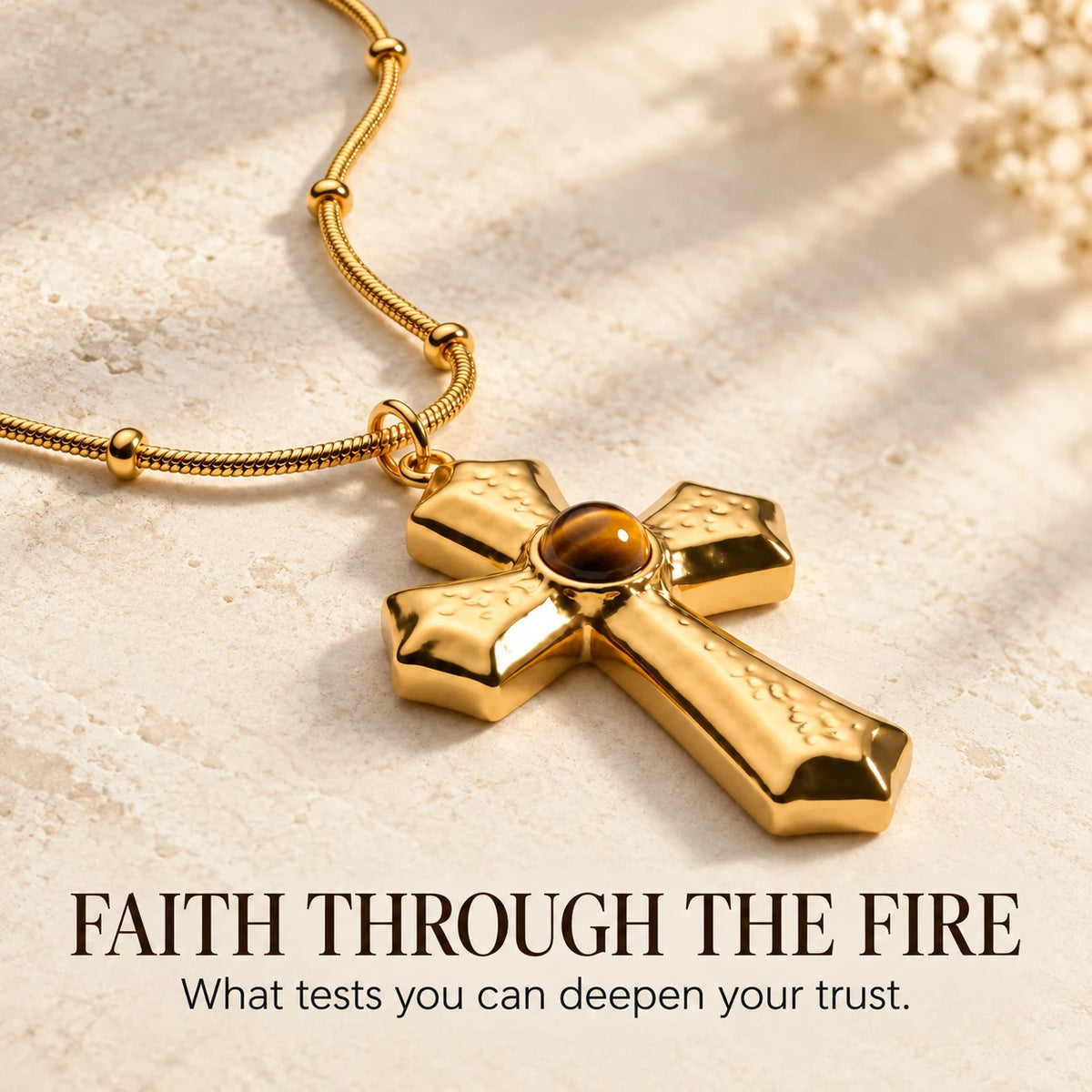Ember Cross Necklace — Faith Through the Fire emotional thumbnail