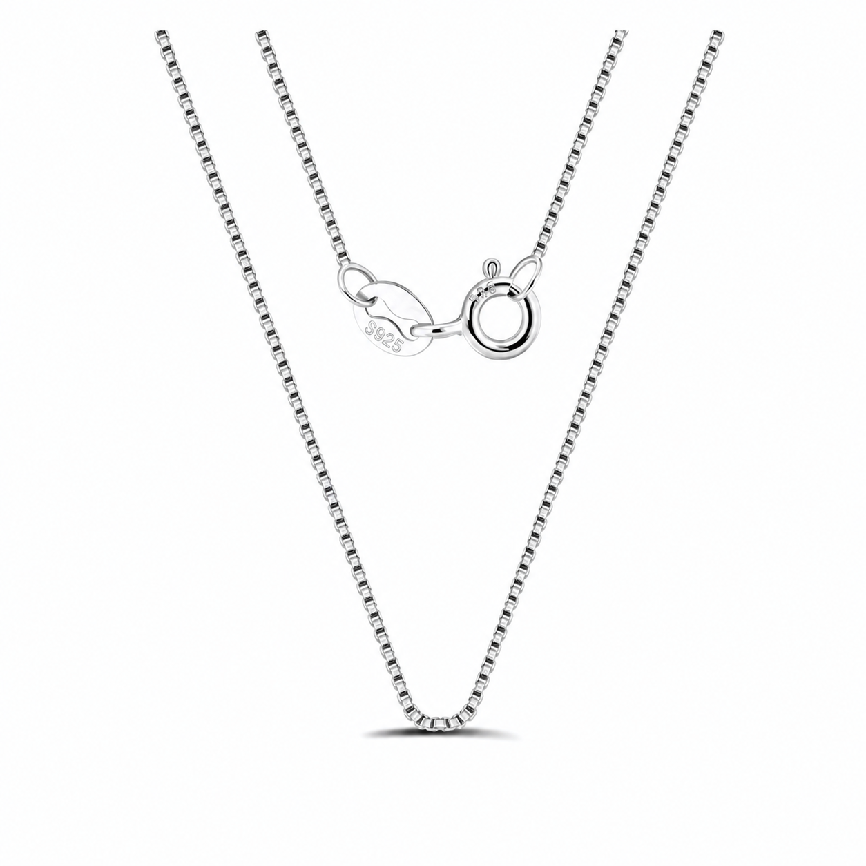Silver 0.8 mm Classic Box Chain Necklace in 45 cm length