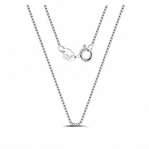 Silver 0.8 mm Classic Box Chain Necklace in 45 cm length