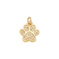 Pavé Paw Print Dangle Charm in gold-plated copper on white background