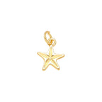 Polished Starfish Dangle Charm in gold-plated copper on white background