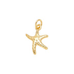 Textured Starfish Dangle Charm in gold-plated copper on white background
