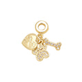Paw, Heart & Bone Dangle Charm in gold-plated copper on white background