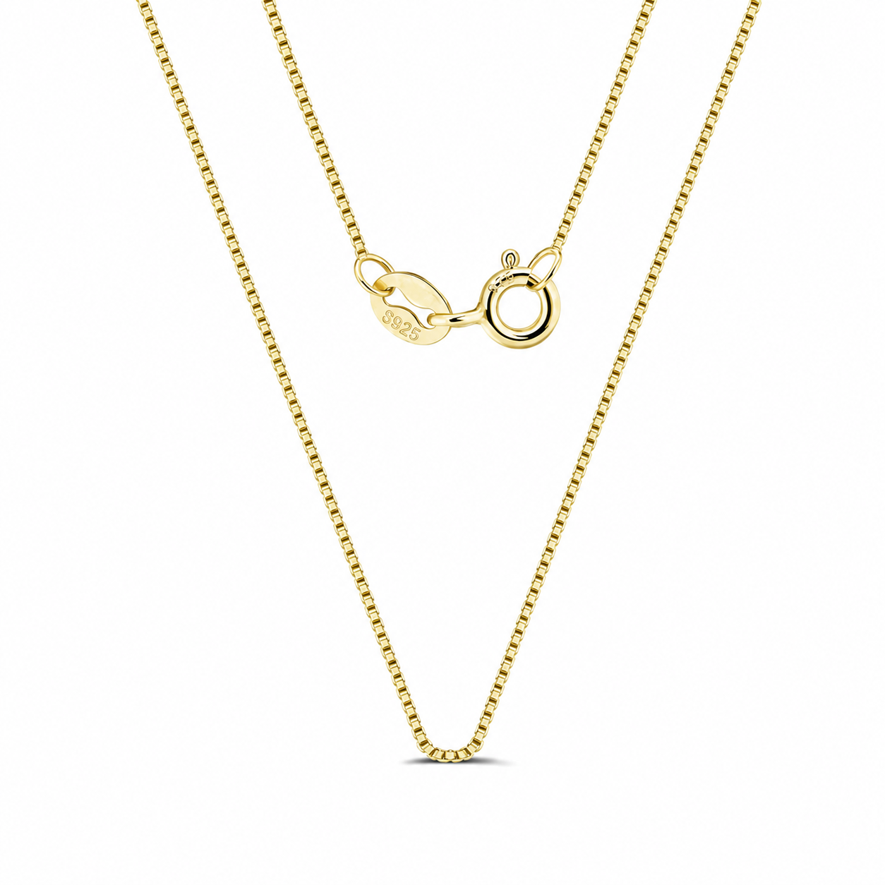 Gold 0.6 mm Classic Box Chain Necklace in 45 cm length