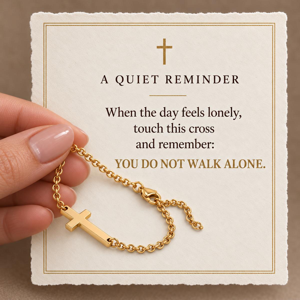 Essential Cross Bracelet devotional reminder card
