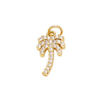 Crystal Palm Tree Dangle Charm in gold-plated copper on white background