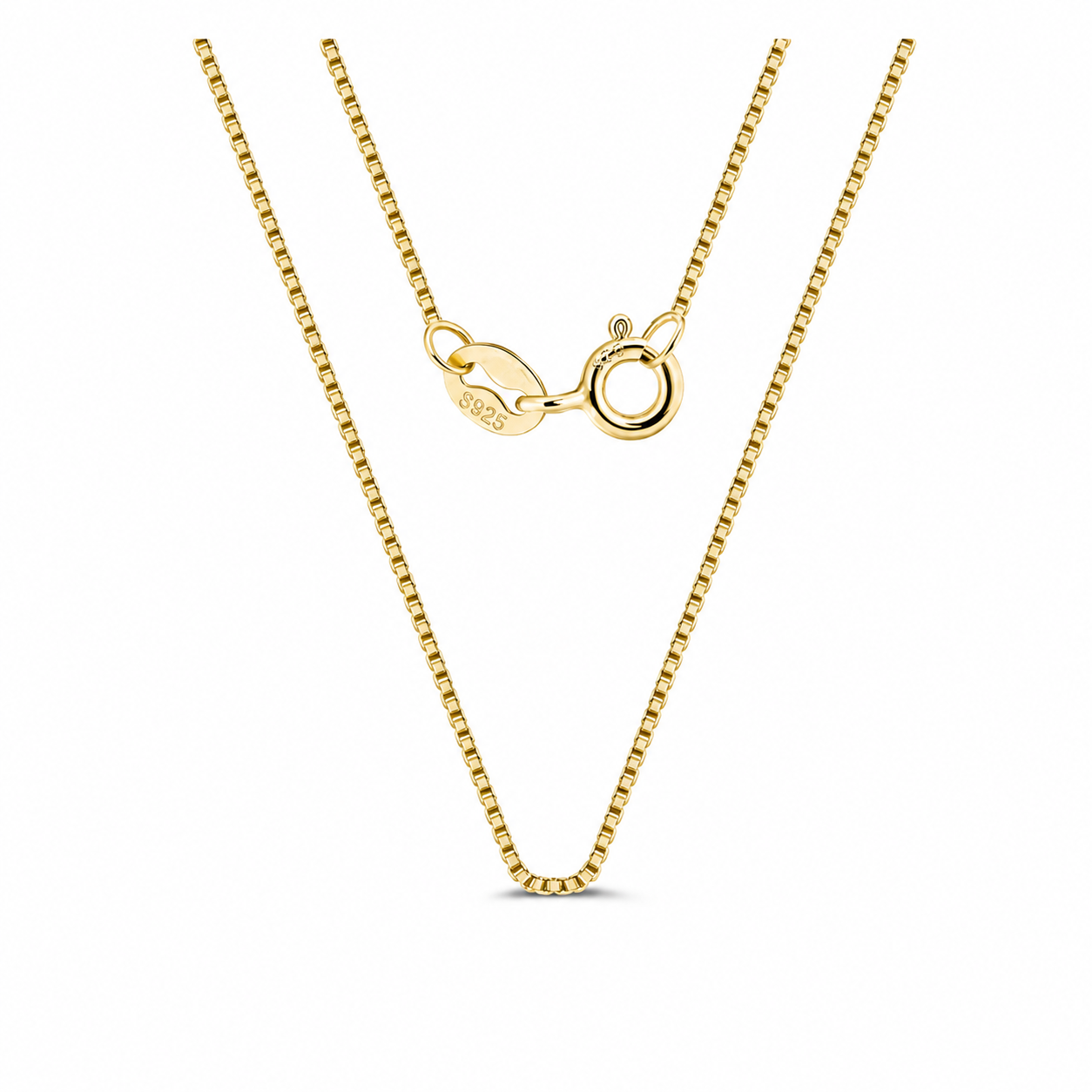 Gold 0.8 mm Classic Box Chain Necklace in 45 cm length