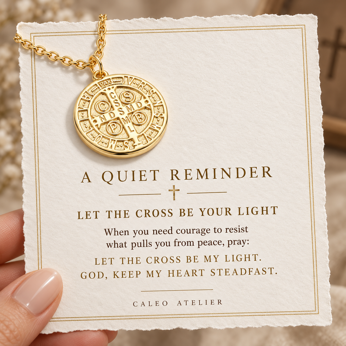 Guardian Benedict Medal Necklace devotional card