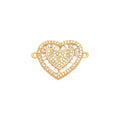 Crystal Heart Connector Charm in gold-plated copper on white background