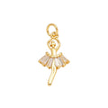 Crystal Ballerina Dangle Charm in gold-plated copper on white background