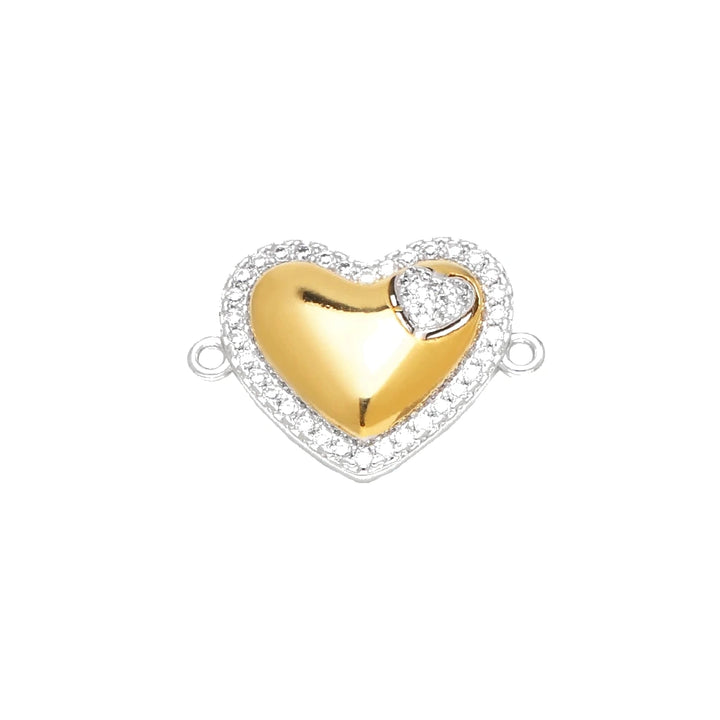 Two-Tone Heart Connector Charm in gold-plated copper on white background