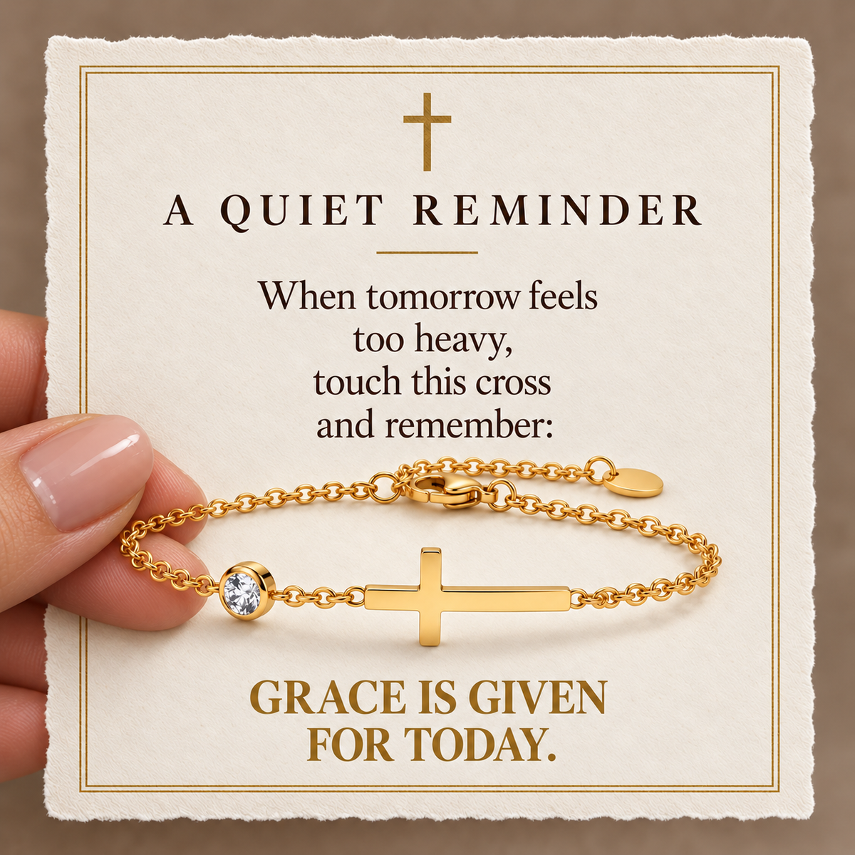 Luminous Faith Cross Bracelet devotional reminder card
