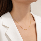 Classic Box Chain Necklace in gold styled with a white blazer
