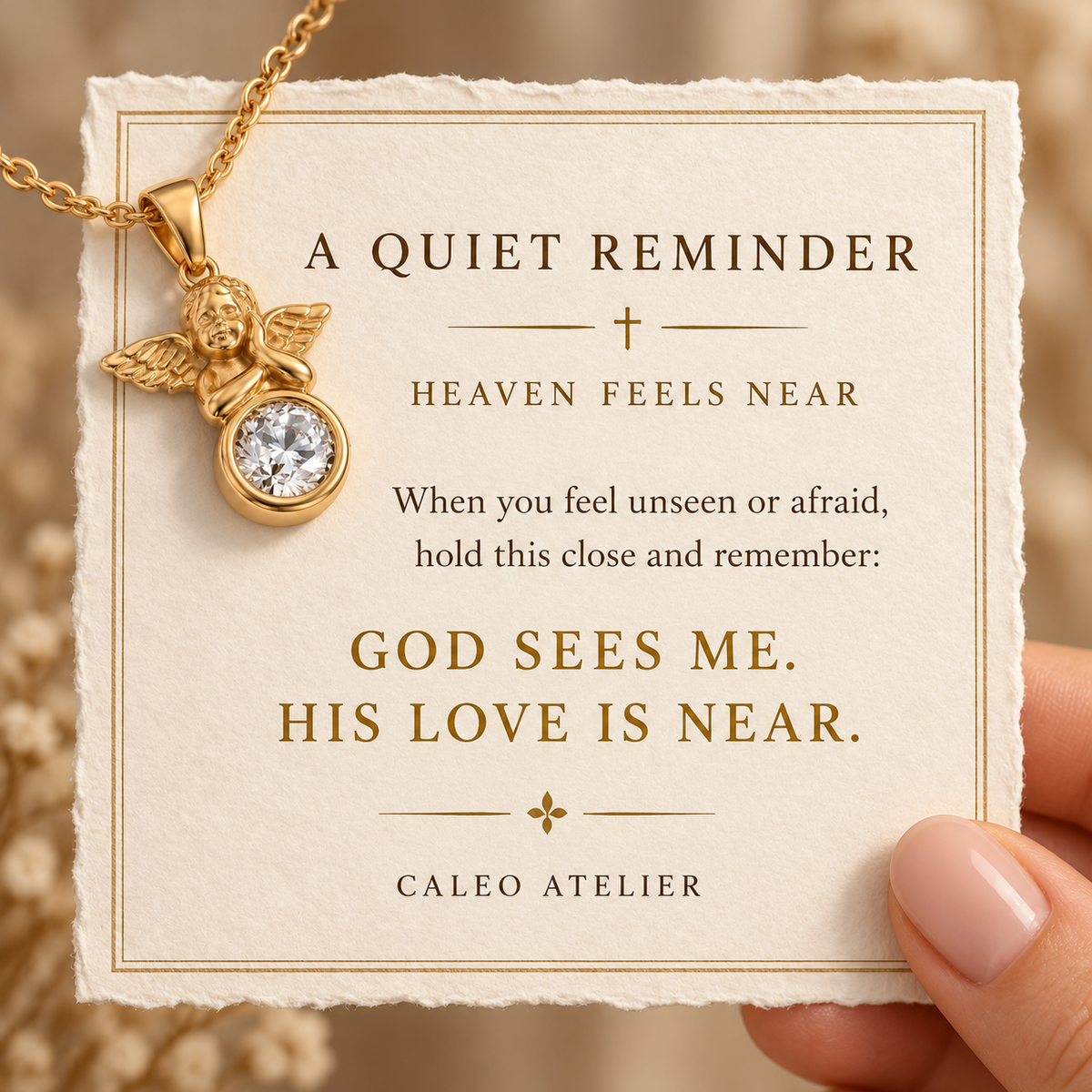 Guardian Light Angel Necklace devotional card