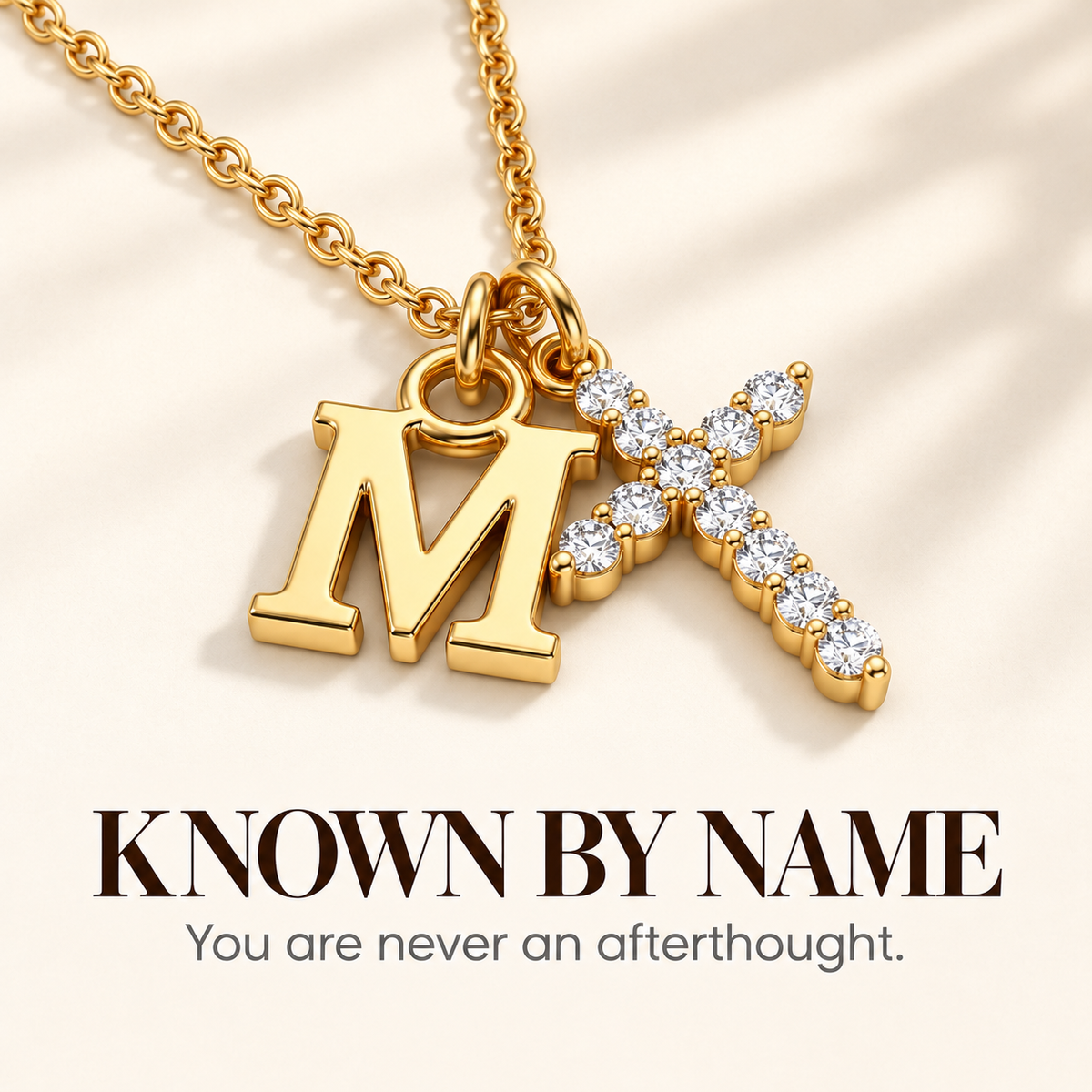 Initial Grace Cross Necklace — Known by Name emotional thumbnail