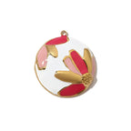 Pink and red petal medallion charm from a three-piece set