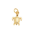 Gold Sea Turtle Dangle Charm in gold-plated copper on white background