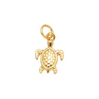 Gold Sea Turtle Dangle Charm in gold-plated copper on white background