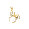 Crystal Bow Pendant Charm in gold-plated copper on white background