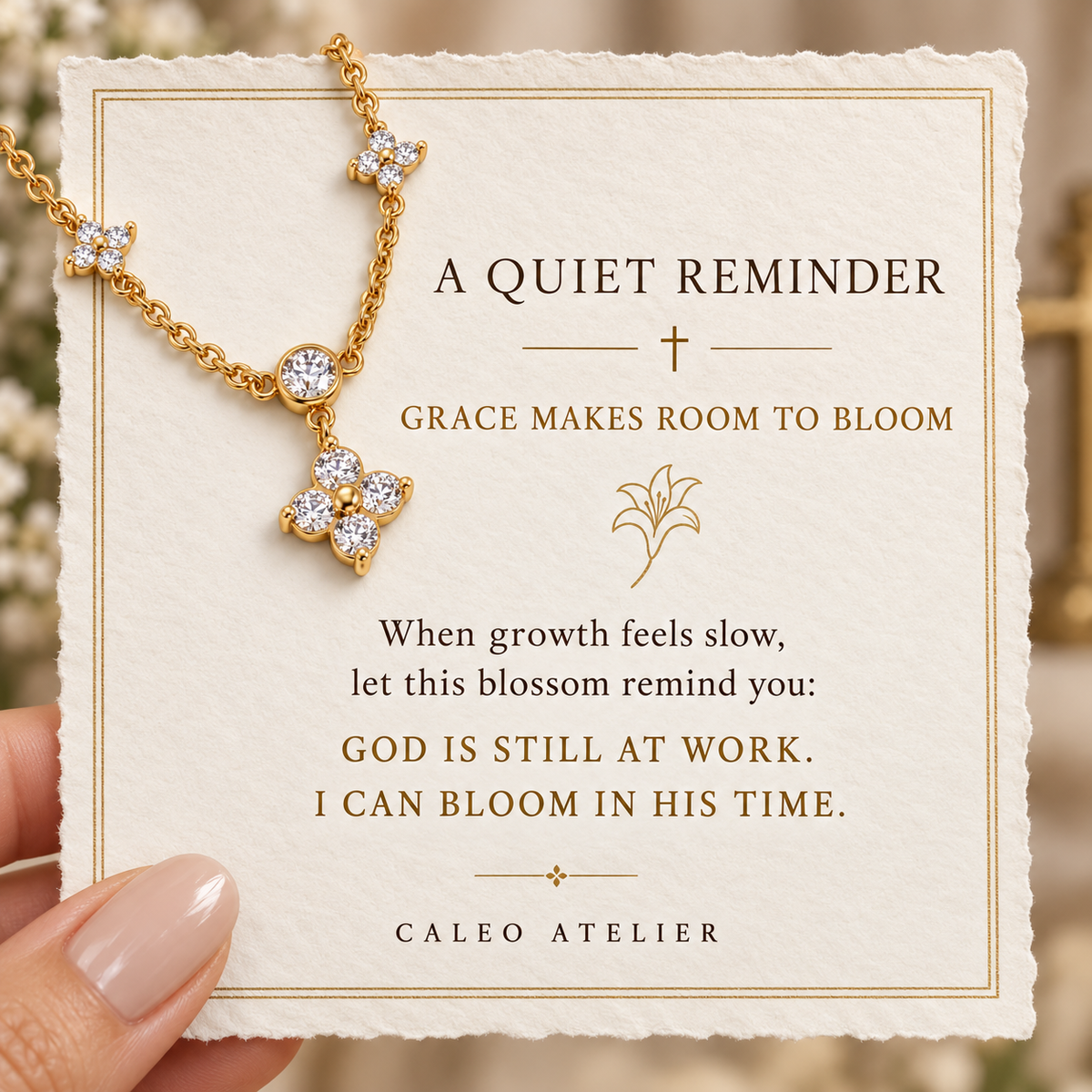 Luminous Blossom Necklace devotional card