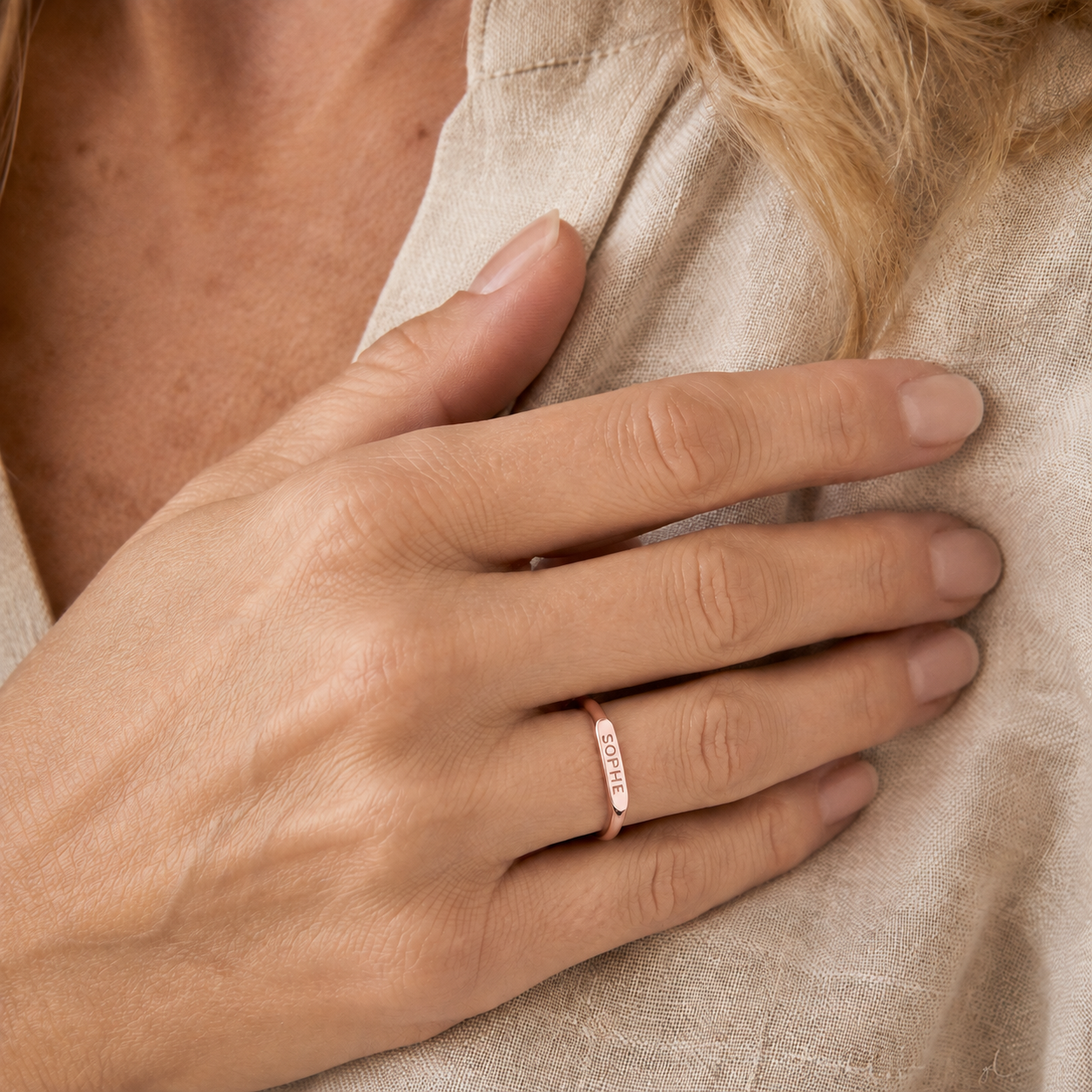 Rose Gold custom engraved SOPHIE name ring