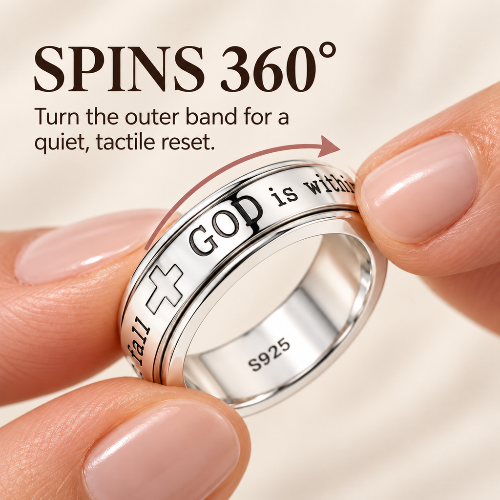 CALEO spinner ring showing the outer band spins 360 degrees