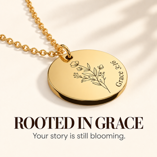 Birth Bloom Engraved Necklace — Rooted in Grace emotional thumbnail