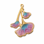 Pink purple and blue ginkgo leaf charm from a three-piece set