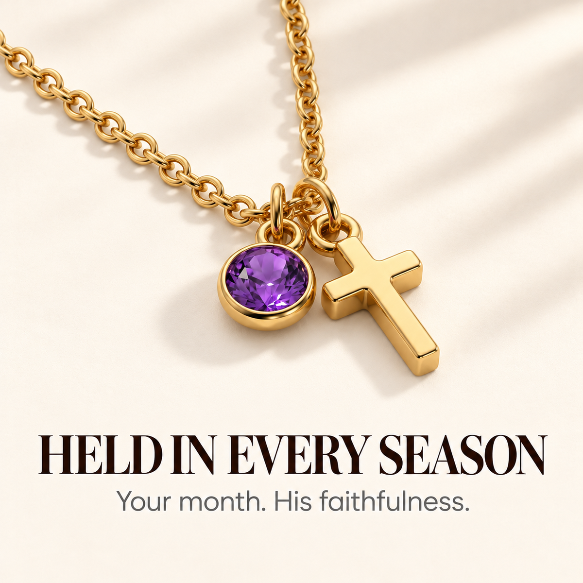 Birthstone Grace Cross Necklace — Held in Every Season emotional thumbnail