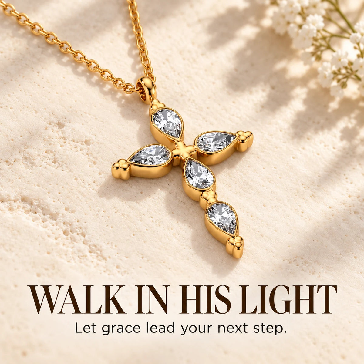 Luminous Grace Cross Necklace — Walk in His Light emotional thumbnail