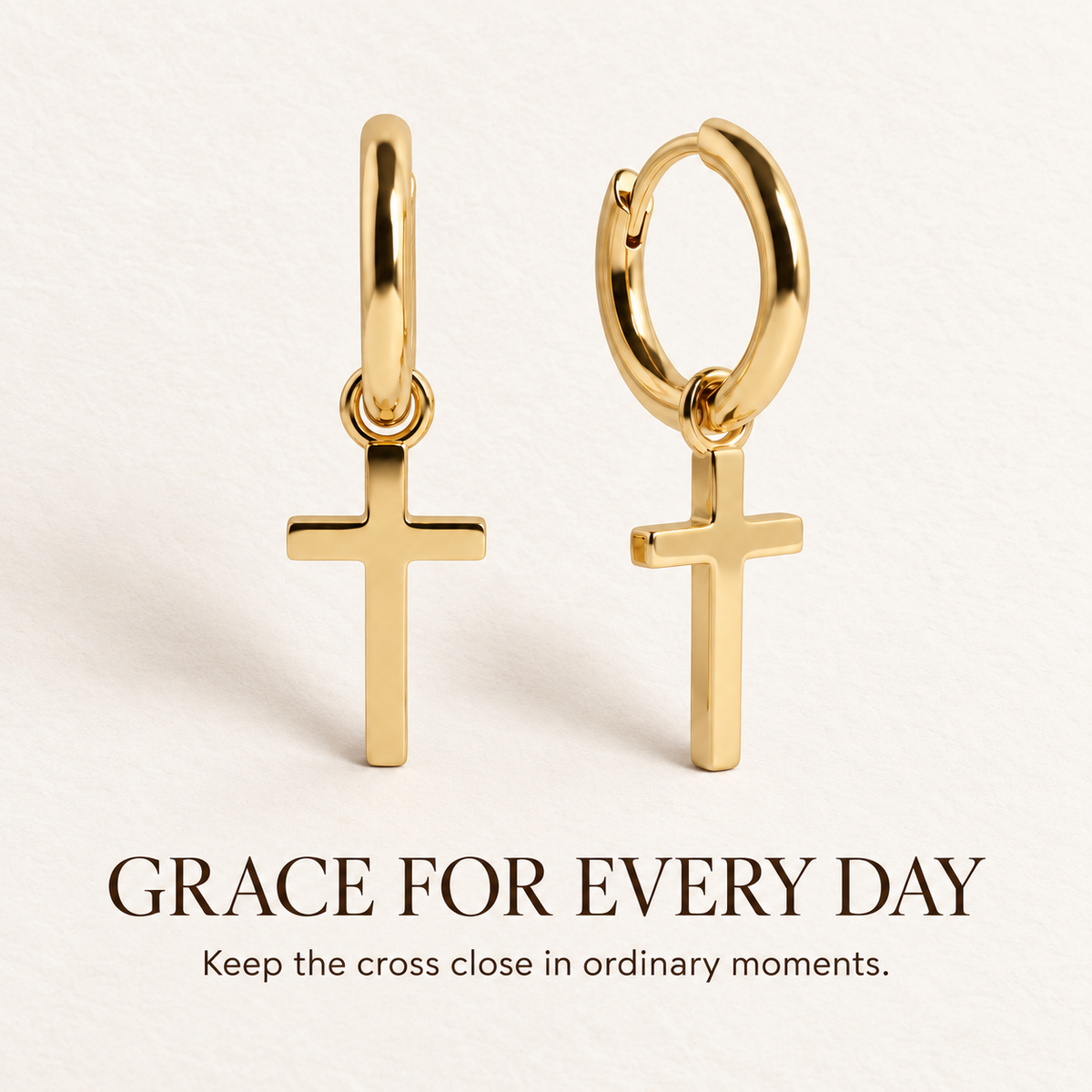 Everyday Grace Cross Hoops — Grace for Every Day emotional thumbnail