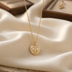 CALEO lifestyle necklace image - Gold White Crystal Heart Pendant Charm - 2026-07-22