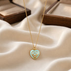 CALEO lifestyle necklace image - Gold Blue Crystal Heart Pendant Charm - 2026-07-22