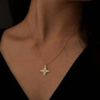CALEO lifestyle necklace image - Gold Floral Cross Pendant Charm - 2026-07-22