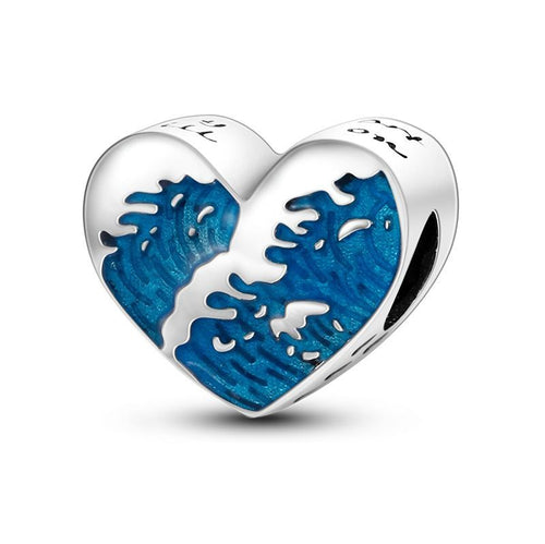 CALEO Charm - Blue Ocean Wave Heart