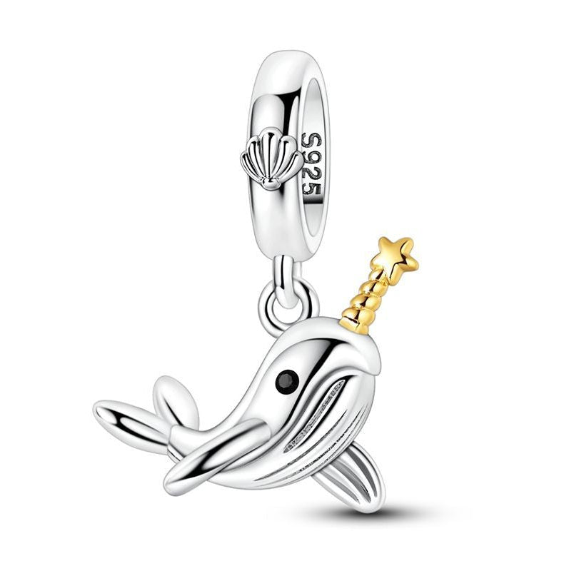 CALEO Charm - Silver Narwhal Gold Star