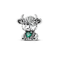 CALEO Charm - Highland Cow Green Heart