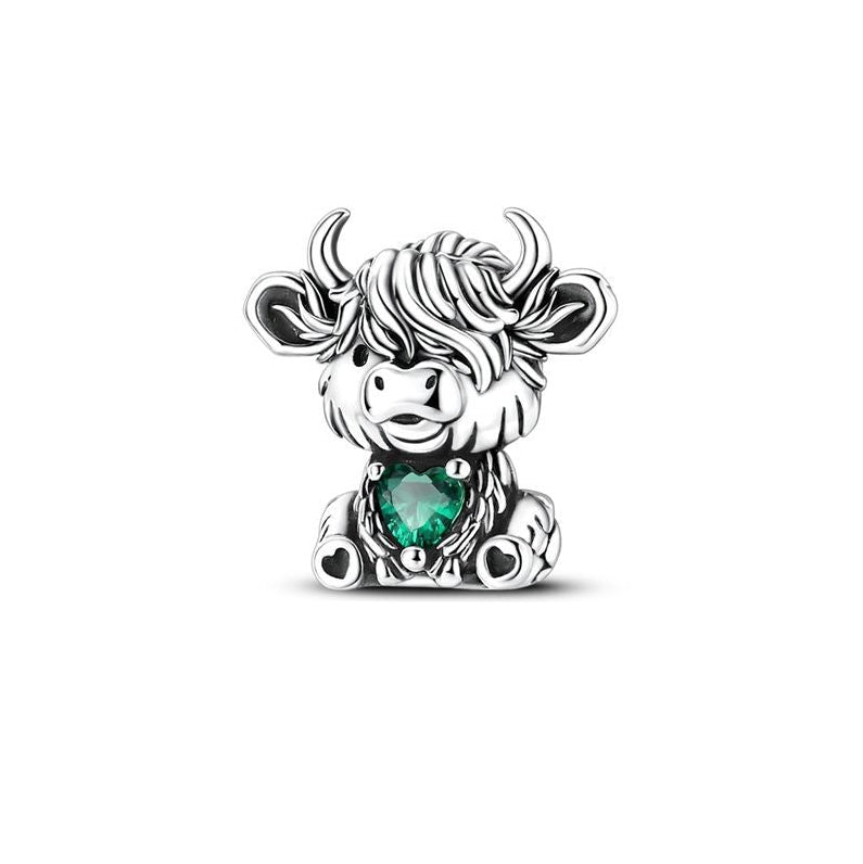 CALEO Charm - Highland Cow Green Heart
