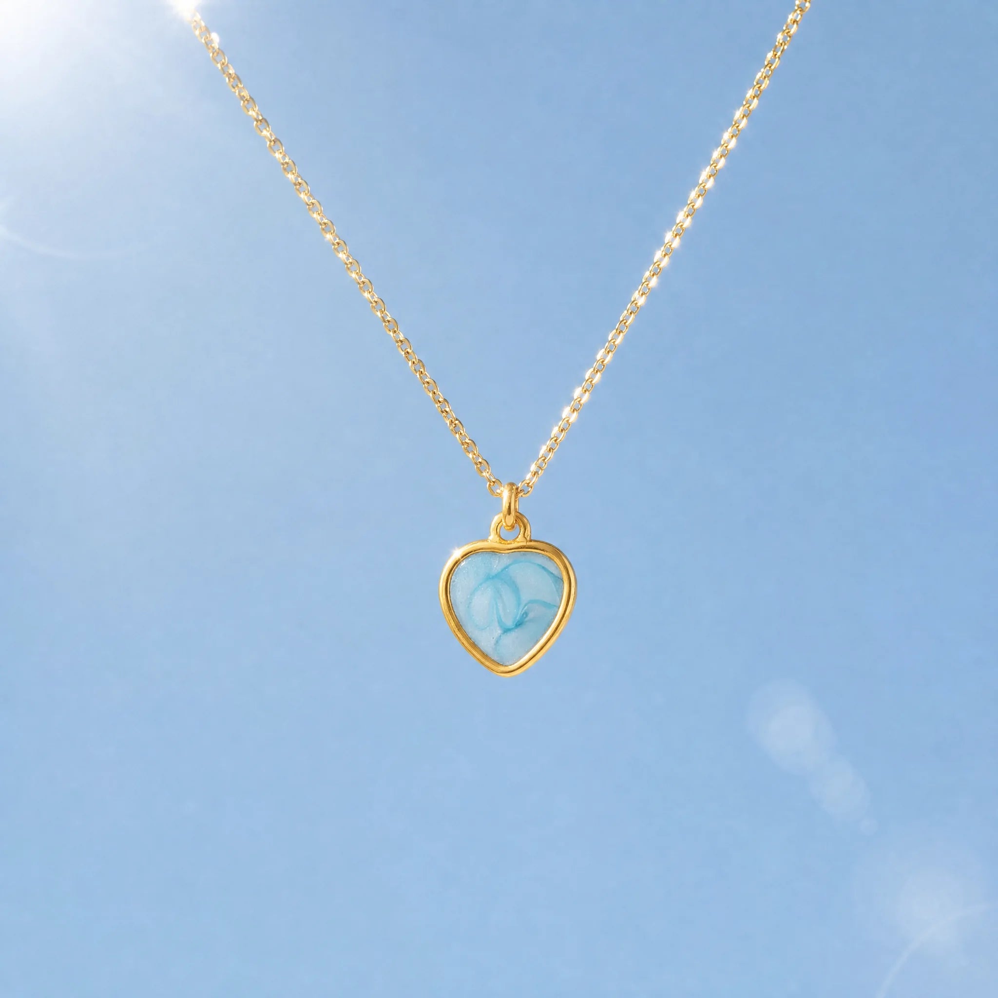 CALEO lifestyle necklace image - Gold Blue Heart Pendant Charm - 2026-07-22