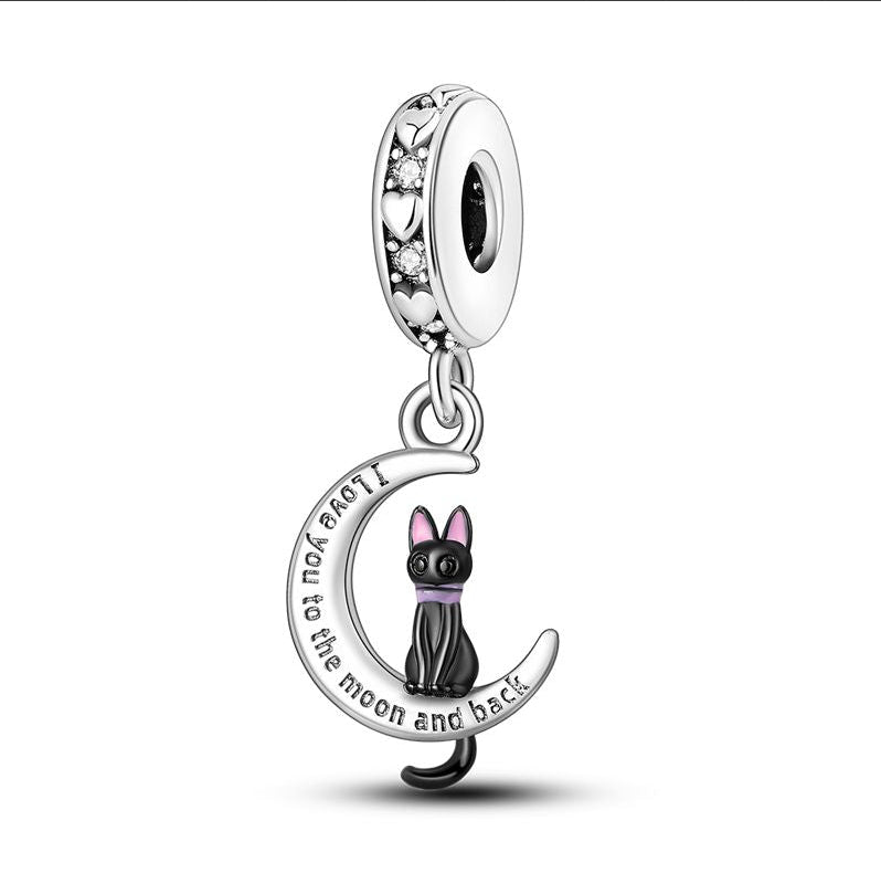CALEO Charm - Black Cat Moon & Back
