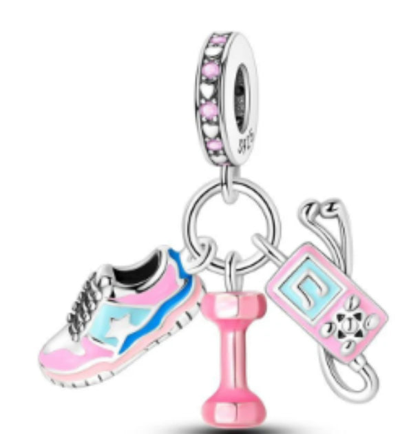 CALEO Charm - Pink Fitness Sneaker & Dumbbell
